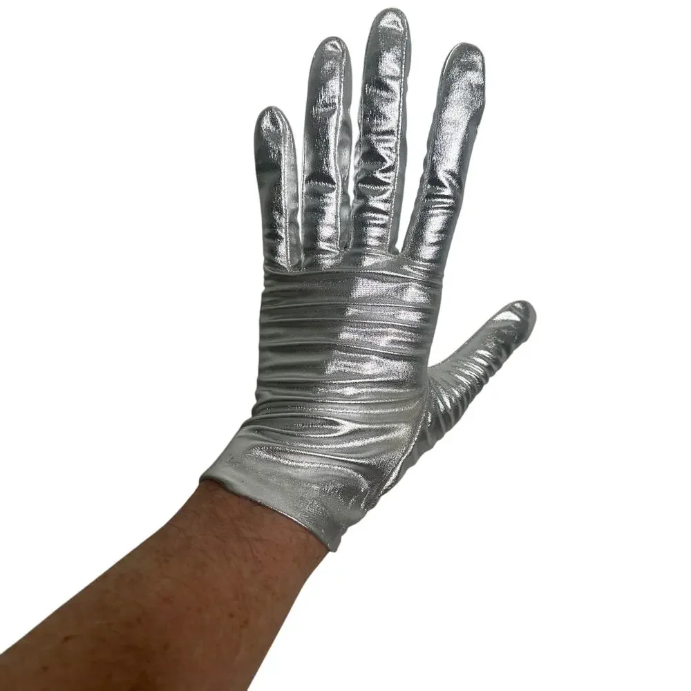 Vintage 1960s Silver Wrist Driving Gloves 7/8 Medium Narrow